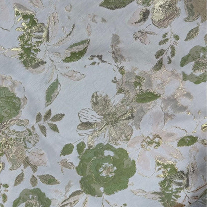 Tissu jacquard floral avec fil doré ��� Tissu de couture tissé couleur" Large