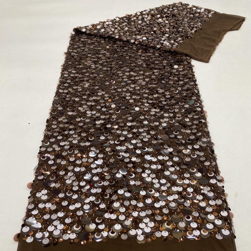 Beaded Sequin Chiffon Fabric: Elegant Party Dress Material (49" Wide)