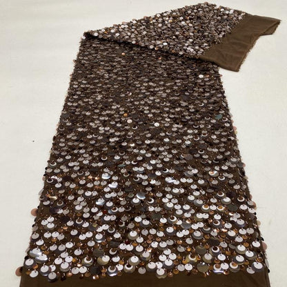 Beaded Sequin Chiffon Fabric: Elegant Party Dress Material (49" Wide)