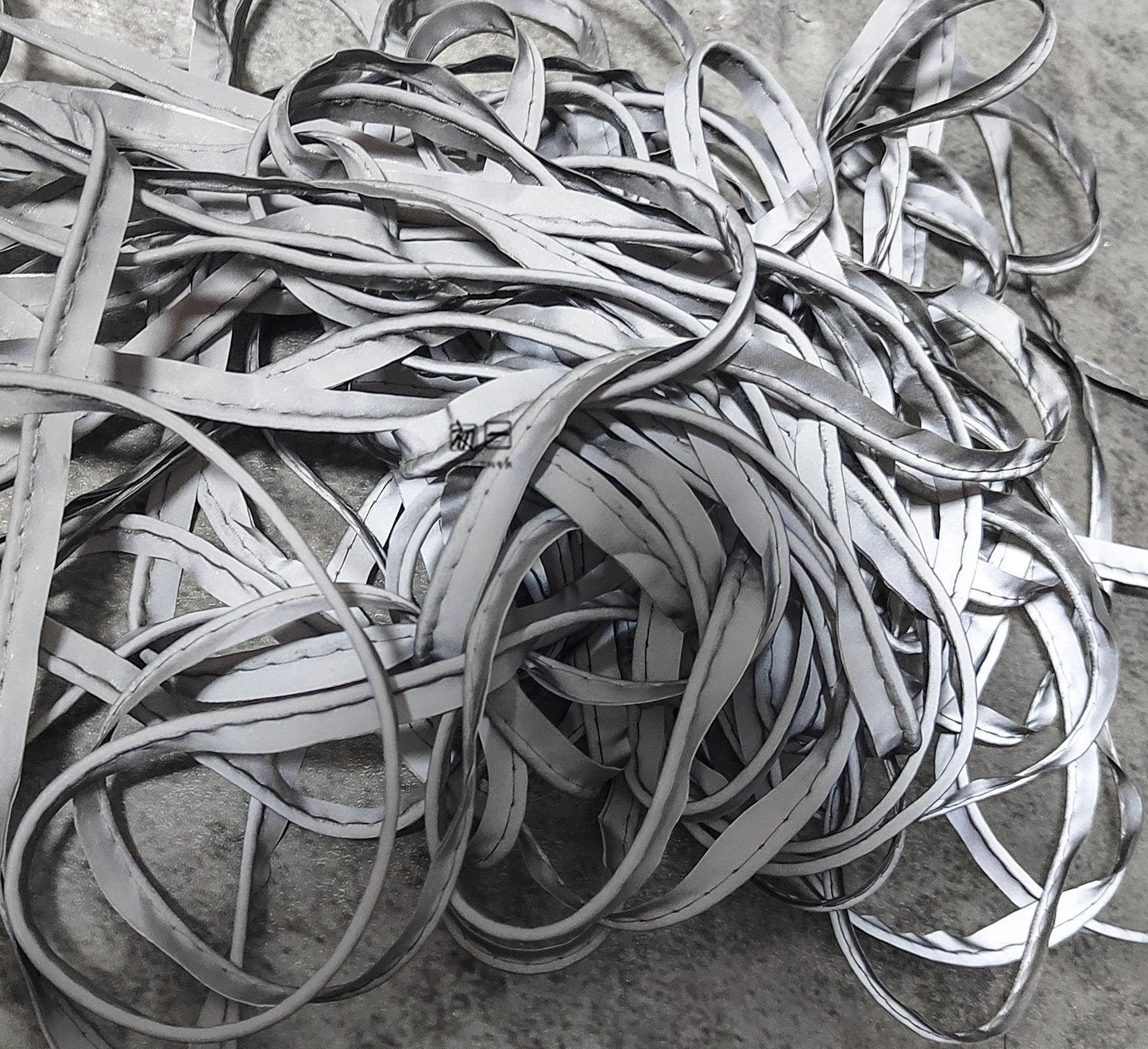 High Visibility Reflective Fabric Strip: Silver Luminous Rope Edging
