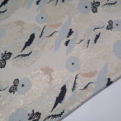 Crane Jacquard Satin Brocade Fabric: Retro Chinese Sewing Material