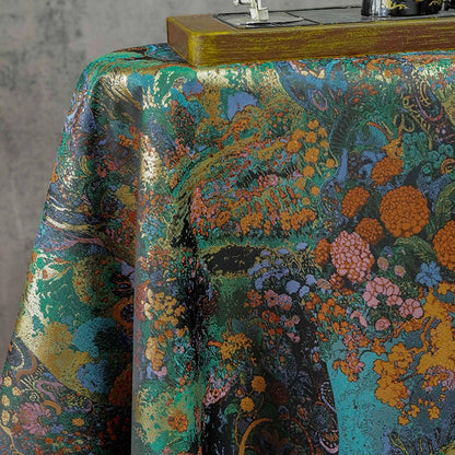 Floral Gold Jacquard Fabric: Artistic Brocade, 65" Wide
