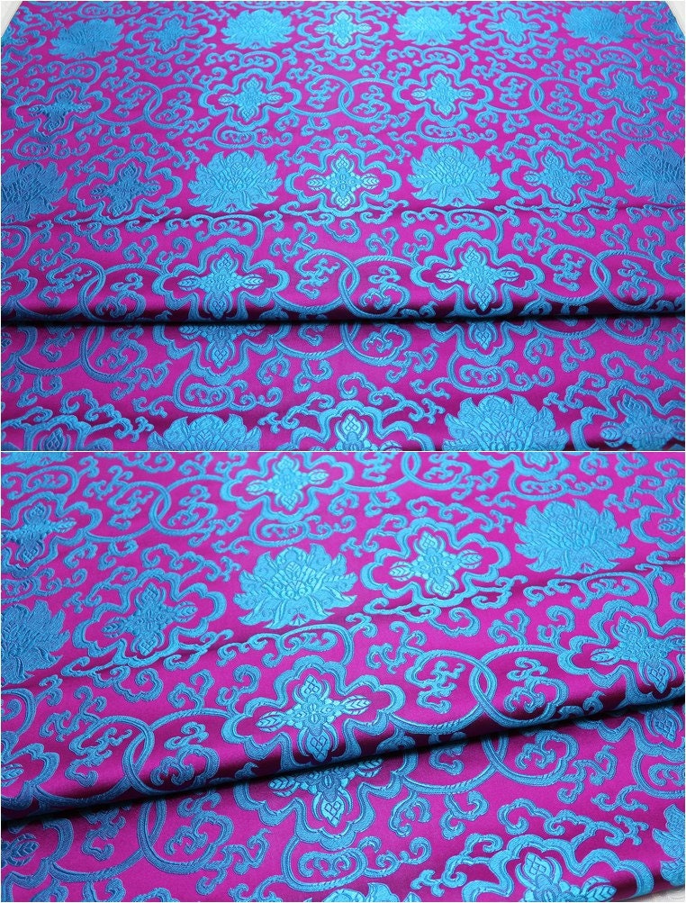 Floral Medallion Brocade Fabric: Silk Rayon Blend, 29.5" Wide