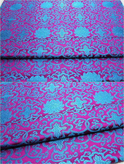 Floral Medallion Brocade Fabric: Silk Rayon Blend, 29.5" Wide