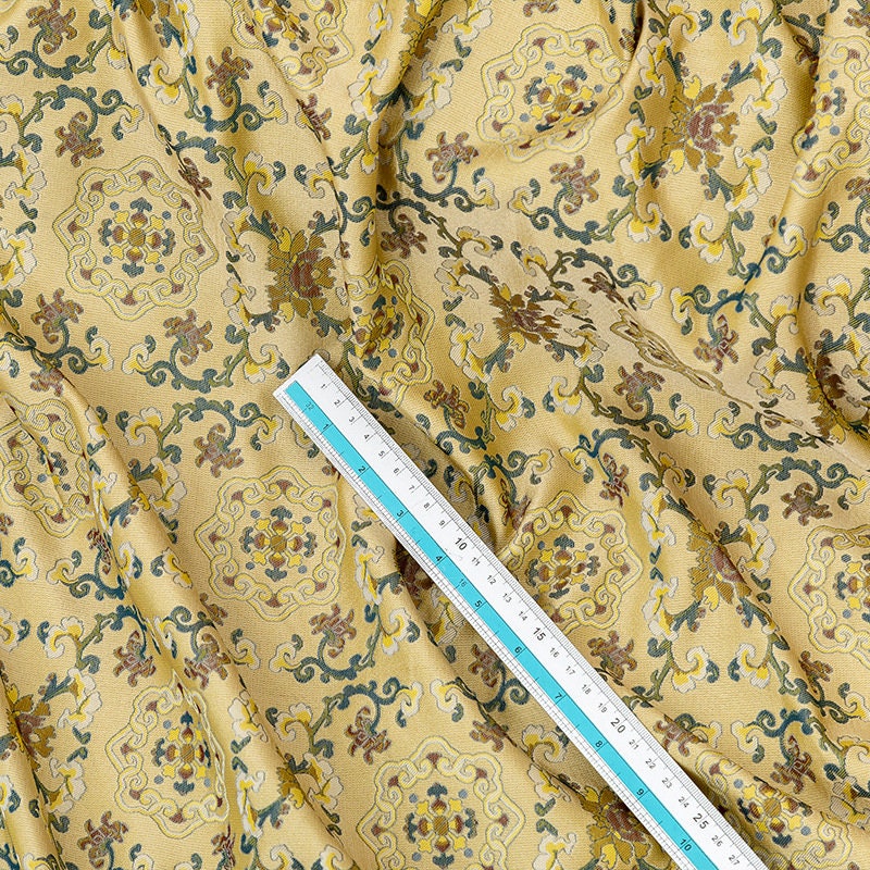 Silk Brocade Fabric: 59"W Floral Sewing Material