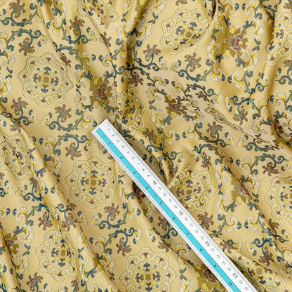 Silk Brocade Fabric: 59"W Floral Sewing Material