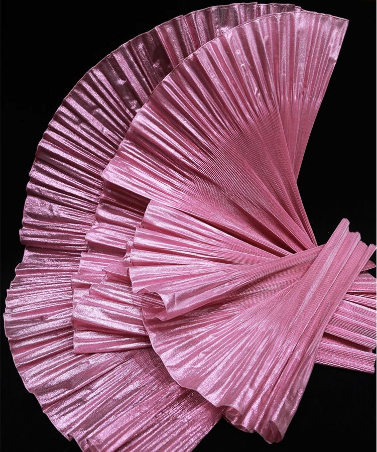 Metallic Luster Organza Lace: 3D Fold Ruffle Designer Fabric