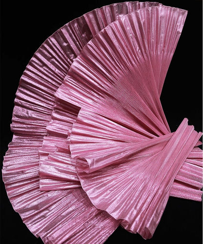 Metallic Luster Organza Lace: 3D Fold Ruffle Designer Fabric