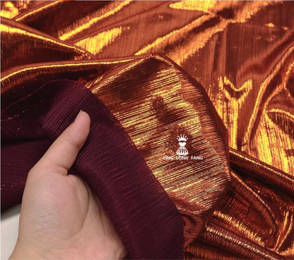 Metallic Foil Striped Knit Fabric: 4-Way Stretch, 56" Wide