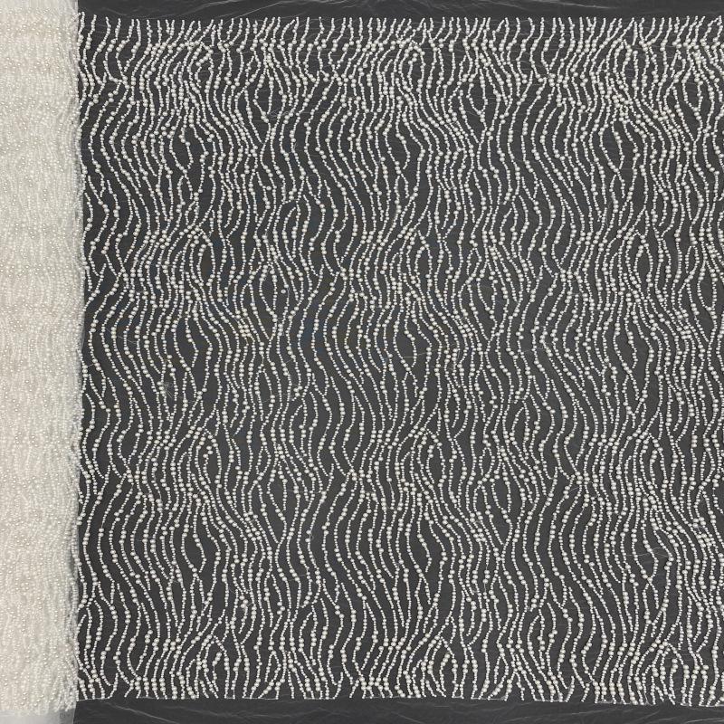 Luxury Wedding & Evening Dress Fabric ��� 4/6/8mm Pearl Beads, Sequin Embroidery, Bridal Gown Material, Couture Fabric for Sewi"Wide