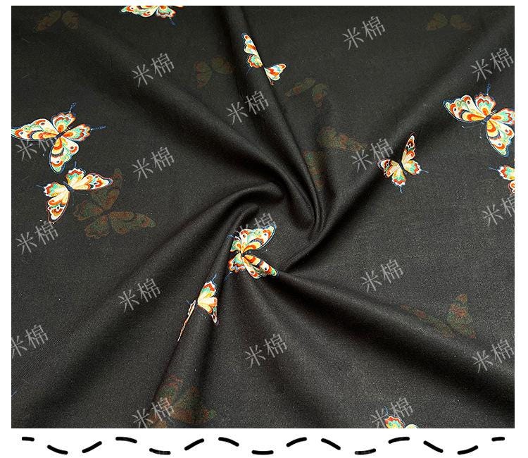 Butterfly Dance Print Fabric: 100% Cotton Quilting & Sewing Material, 55"W
