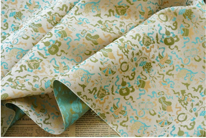 Flying Dragon Brocade Fabric: 59"W Rayon Satin
