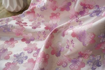 Sakura Silk Brocade Fabric: Japanese Floral Decor, 65" Wide