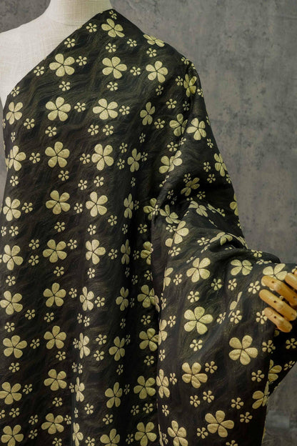 Gilded Flower Jacquard Woven Fabric: Embossed Gold Thread, 56" Wide