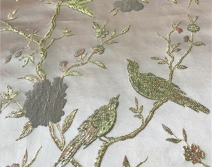Metallic Brocade Fabric: Damask Jacquard Satin, 59"W, Upholstery & Sewing