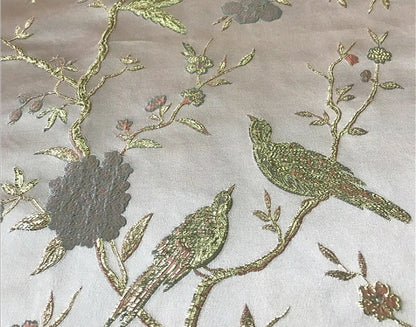 Metallic Brocade Fabric: Damask Jacquard Satin, 59"W, Upholstery & Sewing