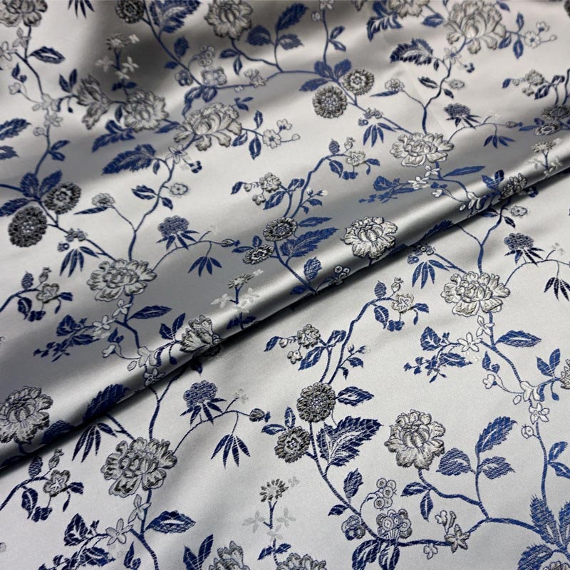 Floral Brocade Fabric: Fairy Jade, Silver & Champagne Silk Rayon Blend