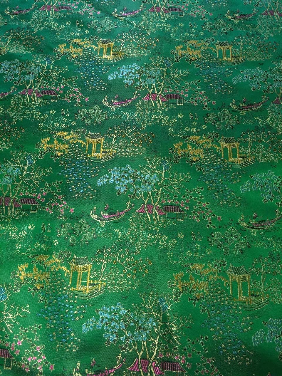 Tissu brocart de soie chinois ancien : Ameublement et couture (59 po de largeur)