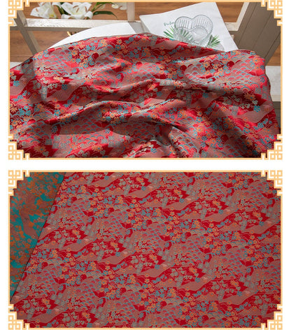 Tissu brocart de soie à motif floral : 57 po de largeur, pour ameublement de cheongsam