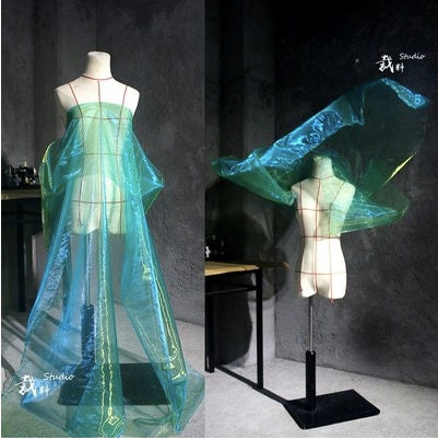 Gradient Organza Fabric, Emerald Green, Wedding Mesh, 55" Wide