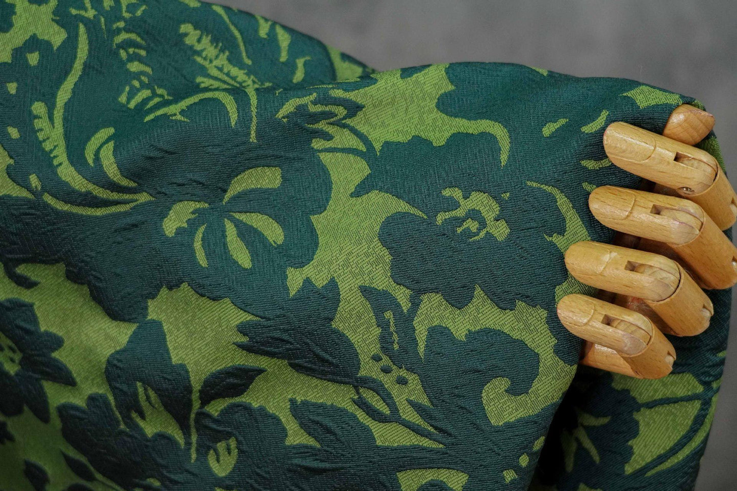 Embossed Floral Jacquard Fabric ��� Green Vintage Style Upholste" Wide
