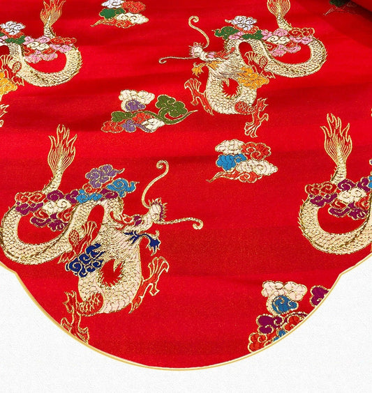 Dragon Brocade Fabric: Multicolor Silk Rayon Blend, 59" Wide