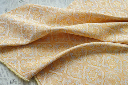Yellow Silk Brocade Damask Fabric: Tibetan Emperor Design, 64" Wide