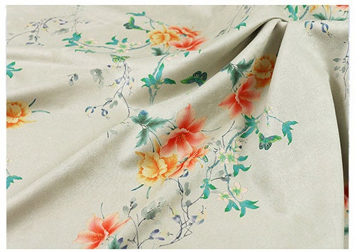 Floral Faux Suede Fabric: 59" Wide Polyester Upholstery