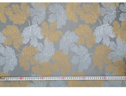 Tissu brocart à motif feuille d'érable : jacquard satin antique double face, 150 cm de large