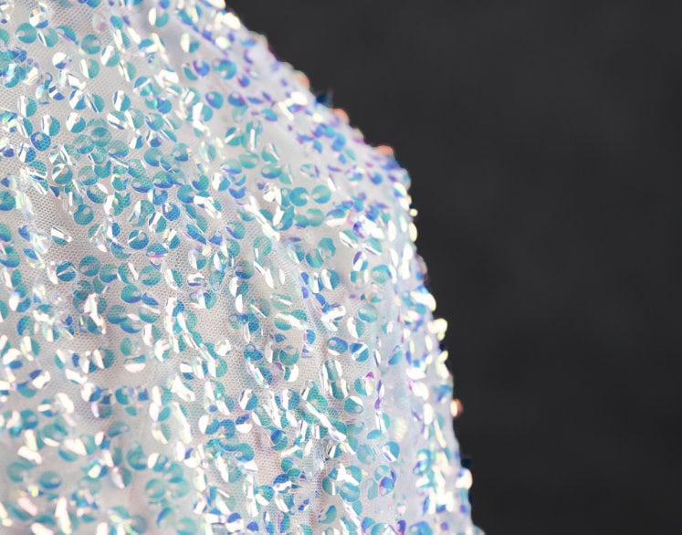 Hand-stitched Sequin Mesh Fabric, Symphony Glitter, Prom Dress, Doll Making