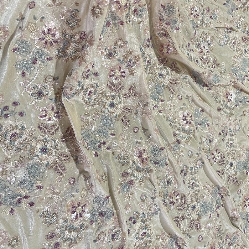 Sequin Embroidery Velvet Fabric: 49" Wide Chinese Style