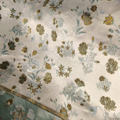 Reversible Gold Floral Jacquard Fabric: Embossed Upholstery Sewing, 57"W