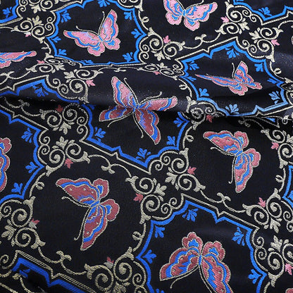 Butterfly Linen Fabric: Dunhuang Fresco Style, 59"W, Upholstery & Sewing