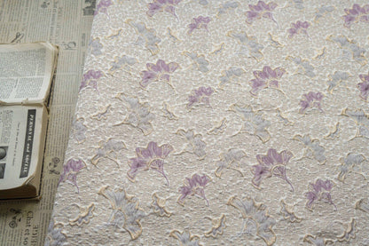 Gold Thread Jacquard Woven Fabric: 3D Lilac Floral Embossed Upholstery, Costume, Sewing - 60"W