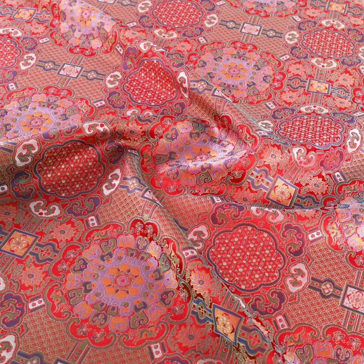 Auspicious Baoxiang Flower Brocade Fabric: Tibetan Robes & Shrines