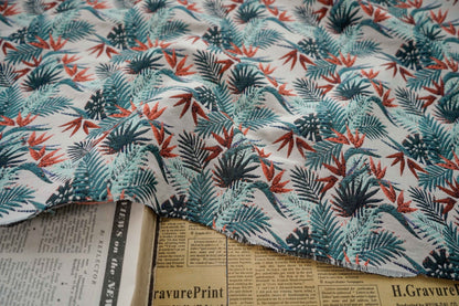 Red and Green Bamboo Fabric: Retro Upholstery, Costume, Decor