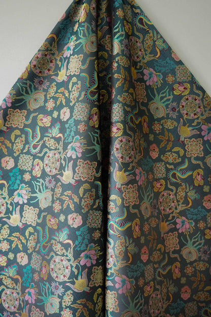 Jacquard Brocade Fabric: Chinese Ancient Pattern Polyester Blend (62")