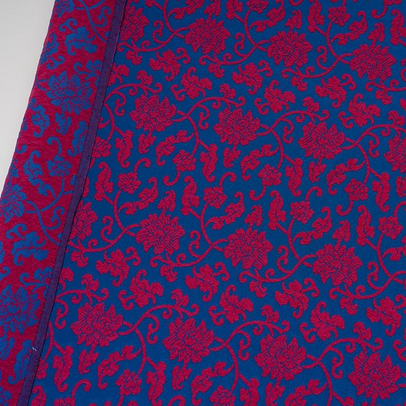 Tissu velours brocart élégant à volutes de lotus – Matière luxueuse et épaisse pour hauts et gilets de style chinois, 59