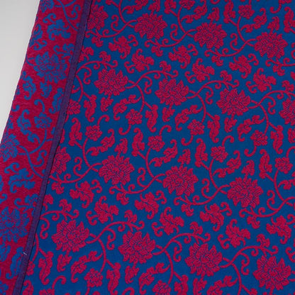 Tissu velours brocart élégant à volutes de lotus – Matière luxueuse et épaisse pour hauts et gilets de style chinois, 59