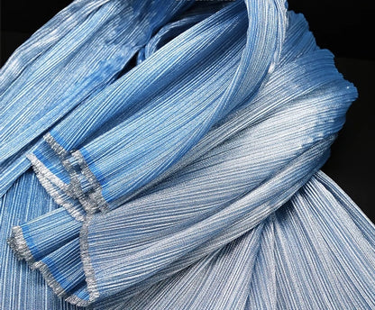 Pleated Organza Fabric: Shiny Crinkled Texture, 55" Wide