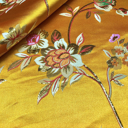 Gold Thread Rose Brocade Fabric: 59" Wide Cheongsam Qipao Material