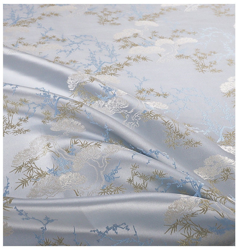 Pine & Bamboo Brocade Fabric: 59"W Rayon Blend, Cheongsam Costume