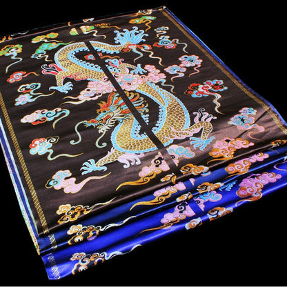Double Dragon Brocade Fabric: Chinese Wedding Cheongsam Silk Rayon (28"W x 33.5"L)