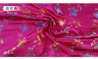 Tissu brocart bleu sarcelle : robe jacquard mongole chinoise en rayonne, 75 cm de large
