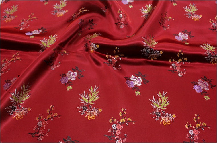 Floral Brocade Fabric: Silk Rayon Blend, 35" Wide