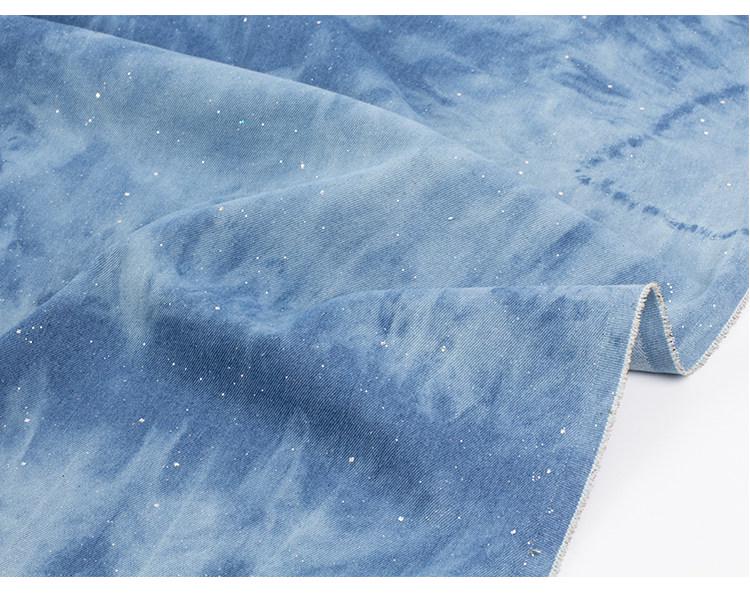 Blue Tie-Dye Denim Fabric ��� Sparkling Sequins, 100% Cott" Wide
