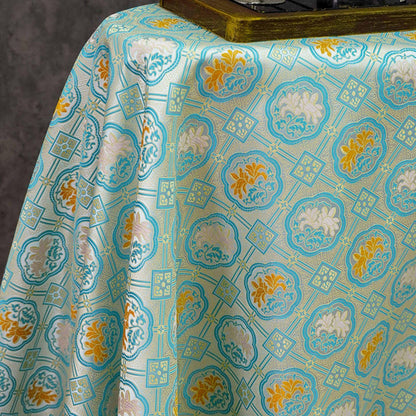 Magnolia Brocade Fabric: Bean Green Chinese Rayon Blend, 64"W