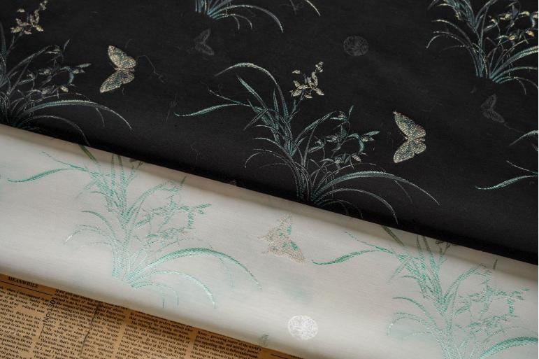 Butterfly Brocade Fabric: Japanese Silky Upholstery, Costume, Decor