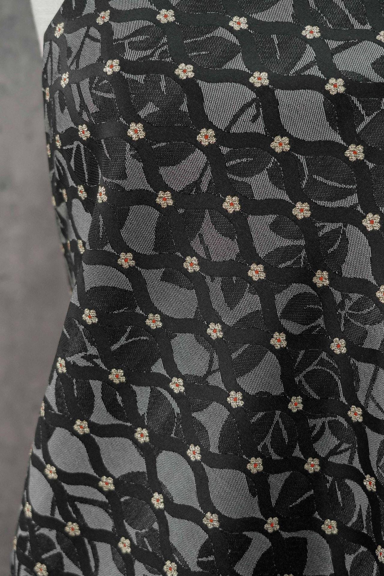 Tissu jacquard brocart ondulé rétro - Matériel de couture à motifs floraux