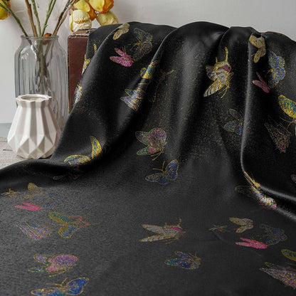 Black Brocade Fabric | Butterfly Jacquard, Sewing Material (59"W)
